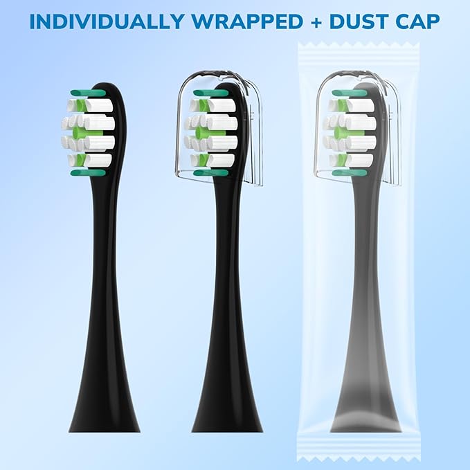 Replacement Toothbrush Heads for Philips Sonicare - 8 Pack Soft Gentle Bristles Compatible with Most Sonicare Click-On Electric Toothbrushes (Black)