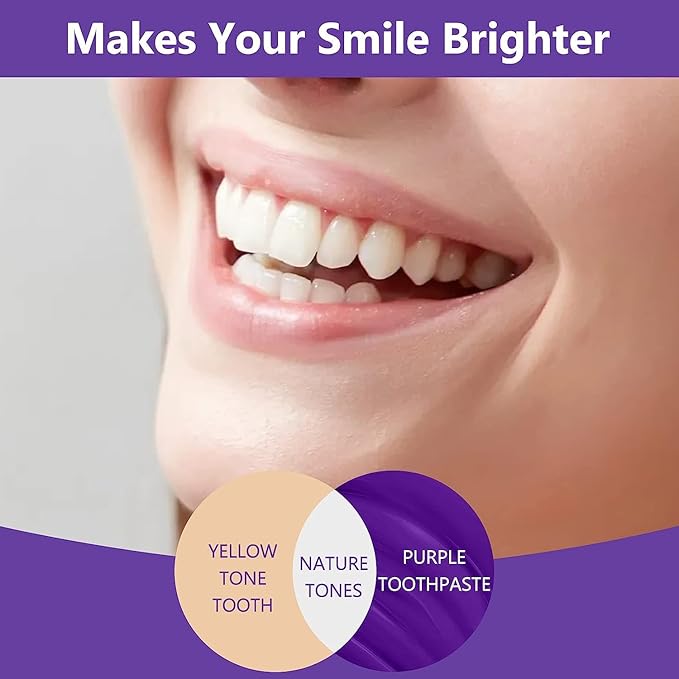 Purple Toothpaste for Teeth Whitening, Purple Whitening Toothpaste for Adults,Tooth Stain Remover Gel - Tooth Whitener Suitable for Smoking, Coffee, and Removing Dental Stone ﻿ ﻿ ﻿