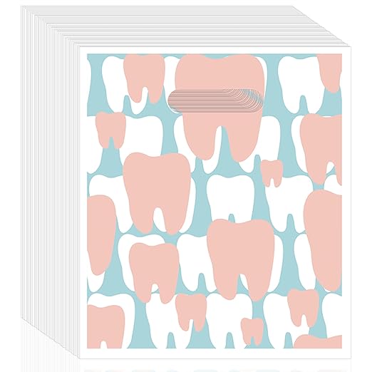 100 Pcs Dental Bags, Tooth Patient Care Dental Bags, 9 x 8 Inches Dental Goodie Bags, for Dental Clinics, Schools and Patient use (Style 7)