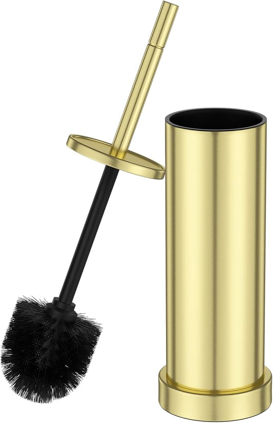 304 Stainless Steel Toilet Brush and Holder Set, Toilet Bowl Brush and Holder, Heavy Duty with Long Handle, Removable Inner Bowl and Splash Protection for Bathroom