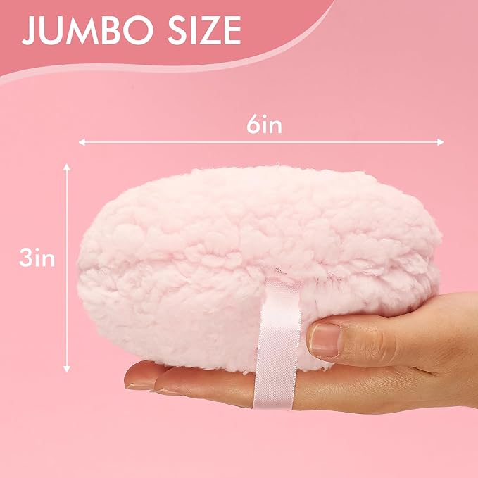 WSYUB Powder Puff,Powder Puffs for Body Powder, Oversize（6’’ x3’’) Body Powder Puffs,Extra-large Dust Puff