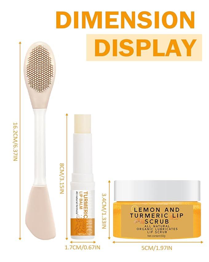 2PCS Turmeric Lip Balm,Hydrating Turmeric Lip Balm with Turmeric Oil For Dark Lips, Long-Lasting Natural Nourishing Balm Moisturizer for Dry, Cracked Lips Exfoliator Scrub Softening Lip Care Set