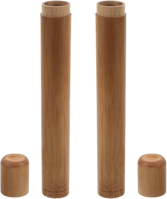 2Pcs Portable Bamboo Toothbrush Holder Case Lightweight Travel Tube for Hiking Camping and Daily Use Storage for Bamboo and Toothbrushes