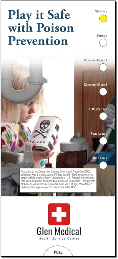 ZOCO - Poison Prevention Slide Chart - Custom Promotional Item (Pack of 250) - Food Preparation, Medications Storage Guide - Pediatricians, Veterinarians, Hospitals Handout, Brochure - 3.75 x 8.5 in.