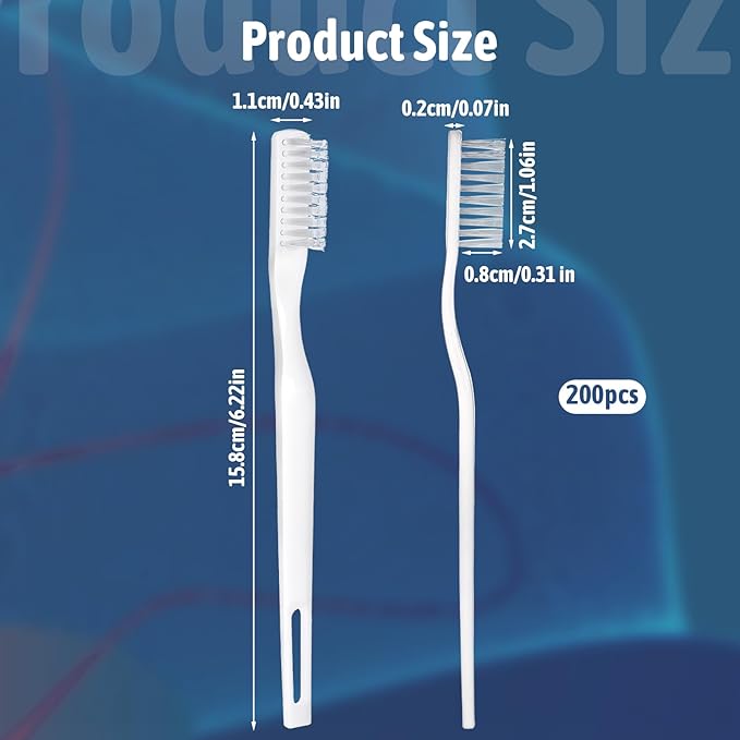 200 Pcs Disposable Toothbrush Individually Wrapped Travel Manual Tooth Brush Set Soft Bristle Bulk Toothbrush for Adults Oral Hygiene Dental Care Camping Guestroom Hotel (White)