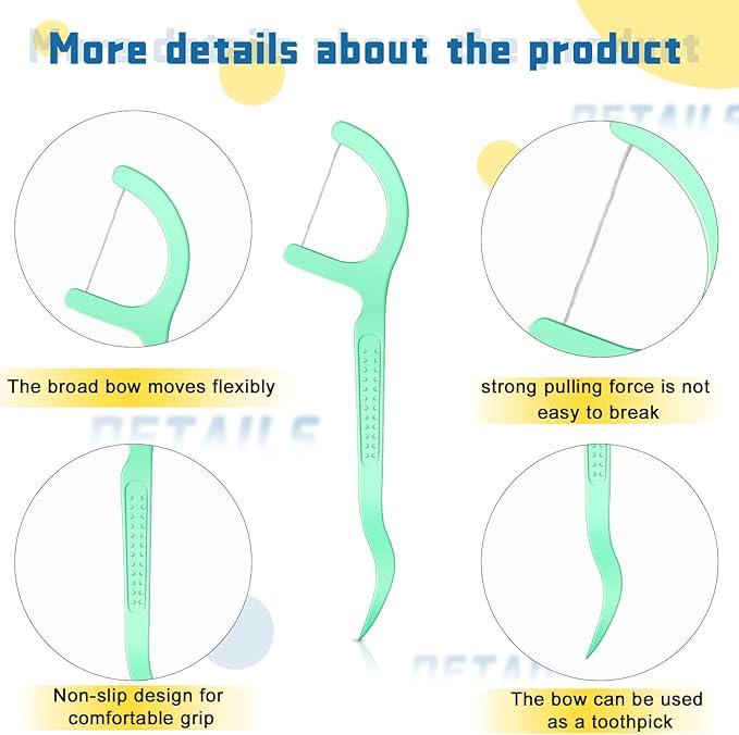 Maxdot 1000 Count Fresh Mint Flavor Dental Flosses Picks Bulk High Toughness Dental Floss Tooth Picks Flossing System for Adults Family Travel Tight Spaces Teeth Cleaning