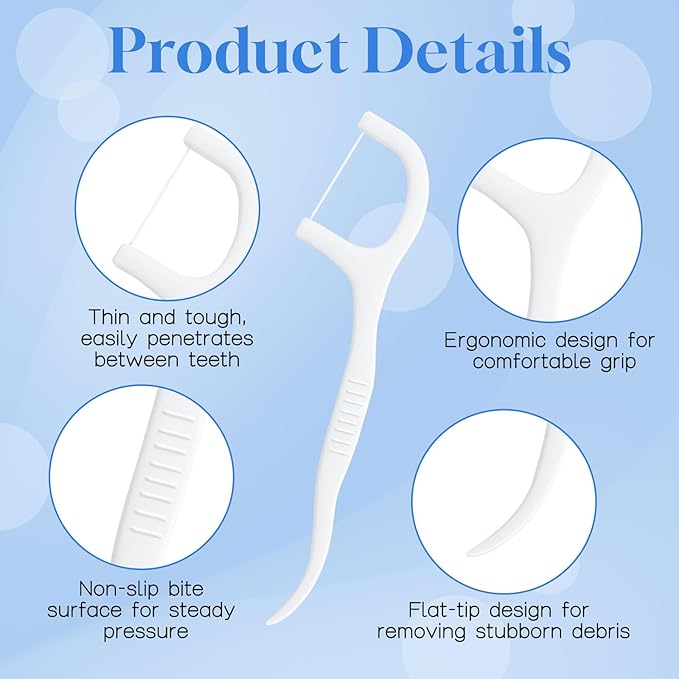Individually Wrapped Dental Floss Picks Bulk Disposable Flossing Sticks Teeth Cleaning and Oral Care Travel Size Dental Tooth Floss Pack for Hotels, Weddings, Guests & Business Single Use (100 Pack)