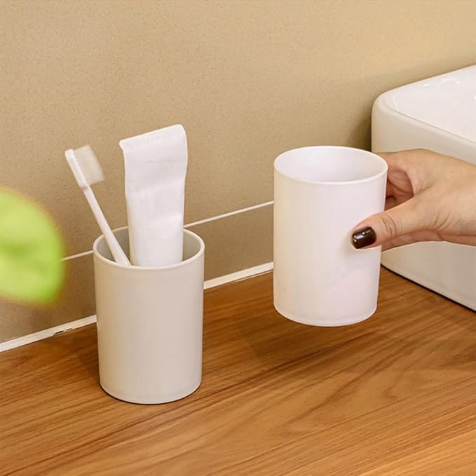 Non-Slip Bottom Couple Toothbrush Cup, Simple Bathroom Holder, Unbreakable Reusable Exquisite Toothbrush Holder (White&Grey)