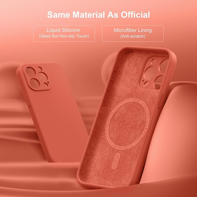 Magnetic for iPhone 15 Pro Case, Compatible with MagSafe, with 9H Nano Screen Protectors, Full Camera Protection, Silicone Shockproof Microfiber Lining Phone Case 6.1", Pink Pomelo