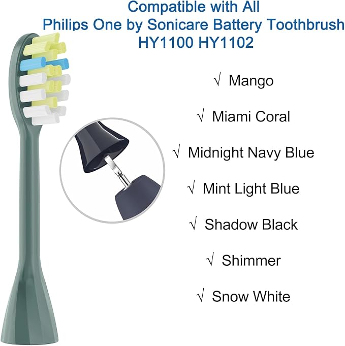 One Series Replacement Toothbrush Heads Pisonicleara Compatible with sonicare Philips One Series BH1022/03 HY1100/02 HY1102 (8-pc) Battery Brush, Mango Snow White Travel Refill (one-sage)