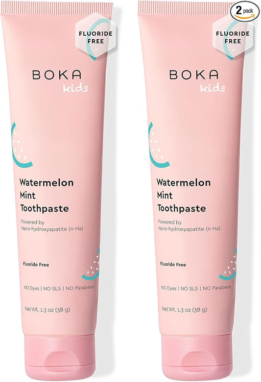 Boka Fluoride Free Toothpaste Nano Hydroxyapatite Toothpaste - Watermelon Mint Flavor, 1.3 oz 2pk US Manufactured