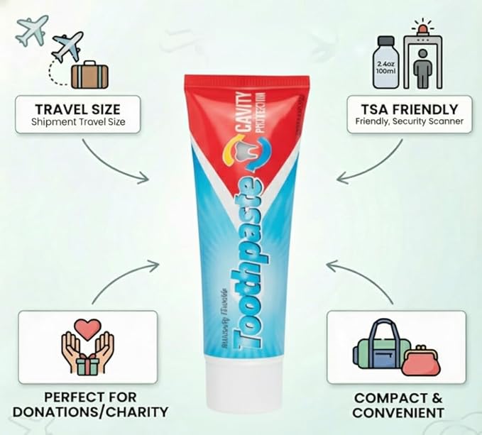100 Pack 3 oz Toothpaste Travel Size Peppermint - Hospitality, Hotel, Donation, Charity, Homeless Hygiene Supplies (100 Tubes 3 Ounces Each)