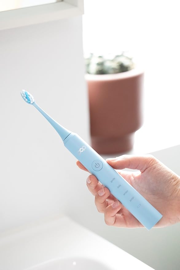 Pop Sonic Pro 2.0 Electric Toothbrush (Blue) Rechargeable Sonic Toothbrush with 45,000 Vibrations Per Minute & 4 Cleaning Modes for Adults & Kids with Long Lasting Dupont Nylon Bristles