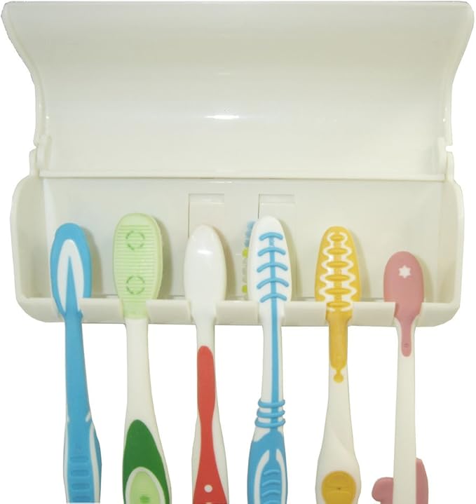 Toothbrush Holder with Cover (Ivory White)