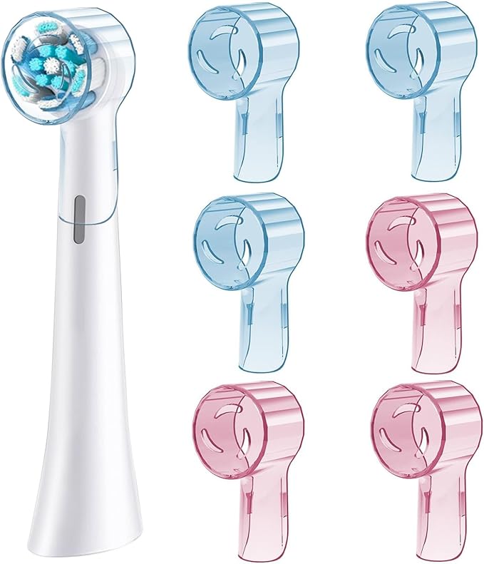 6 Pack Toothbrush Covers for Oral B iO Replacement Heads, Toothbrush Cover Caps for Oral B Pro1000 Electric Toothbrush Head，iO Toothbrush Head Cover for Travel & Home (Blue+Pink)
