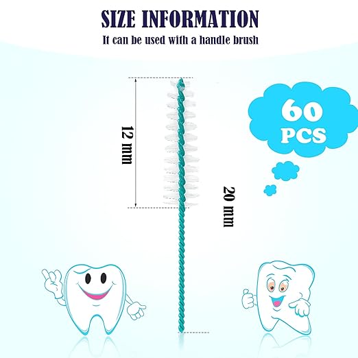 Interdental Brush Soft Dental Picks Tooth Floss Interdental Brush Betweens Refills White Refills for Tooth Cleaning(Tight,60 Pieces)