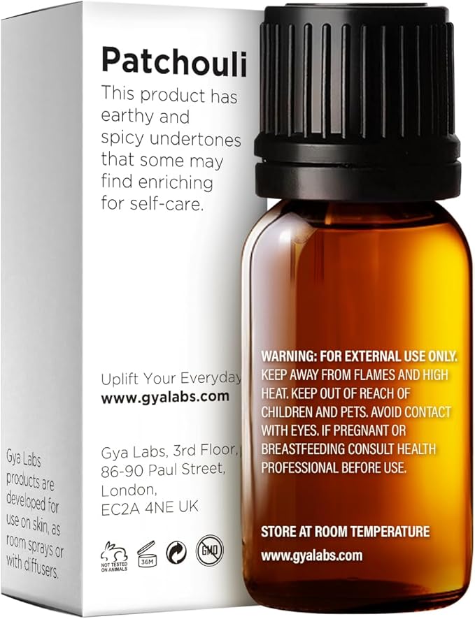 Gya Labs Patchouli Essential Oil - 0.34 Fl Oz - for Hair, Skin, Diffuser, Aromatherapy & DIY Candle Making Scent
