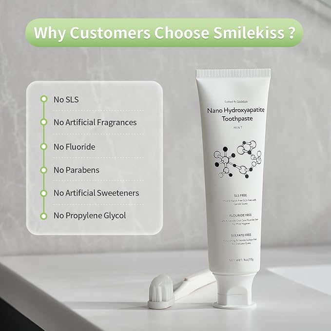 Fluoride Free Toothpaste with Nano Hydroxyapatite – Dentist Recommended for Remineralizing & Sensitive Teeth Relief – Mild Mint Natural Toothpaste for Adults & Kids, 4oz