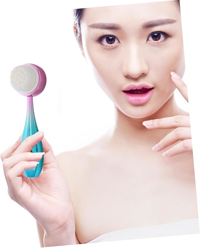 Dual-Sided Face Cleaning Brush Manual Silicone Facial Brush for Skin Exfoliating Face Scrubber Lip Scrubber Facial Cleansing Tools Travel-Friendly