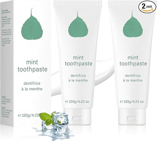 Mint Toothpaste, 3.5 oz Non Fluoride Toothpaste, All-Natural Organic Tooth-Paste, Fresher Breath, Happier Gums, Tooth Sensitivity for for Sensitive Teeth - 2 PCS