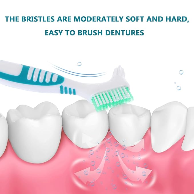 Healifty Portable Denture Cleaning Double-Head Toothbrush 6.5 Inch Lightweight Oral Care Tool for Fake Teeth Cleaning and Gum Protection