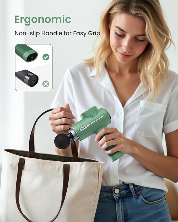 RENPHO Massage Gun Deep Tissue, Valentines Birthday Gifts for Women Men, Portable Percussion Massager for Back and Neck, Handheld Device with Carry Case, Active Green