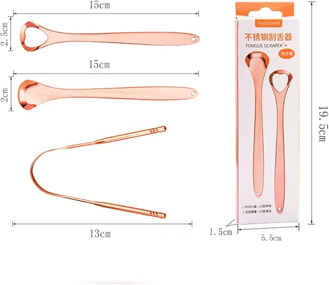 tooloflife 3 Packs Tongue Scraper Kit Stainless Steel Tongue Cleaner Tongue Brush for Reduce Bad Breath and Fresh Breath (Silver)