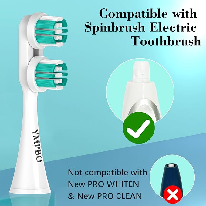 YMPBO Replacement Heads Compatible with Spinbrush Electric Powered Toothbrush Adults, 6 Pack Brush Head Replacement Refill