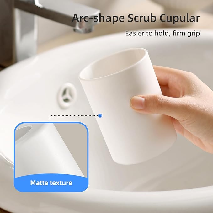 Toothbrush Cup 13.75oz 390ml, Easy to Clean Bathroom Cup 1Pc, Non-Slip Plastic Bathroom Tumbler,White