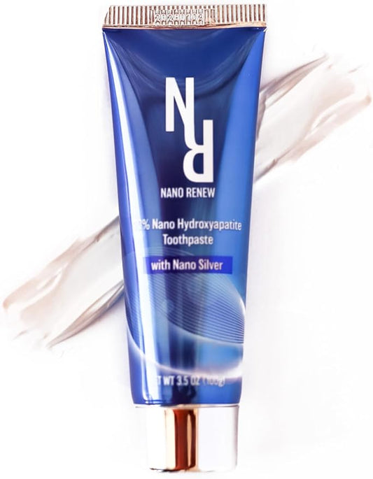 10% Nano Hydroxyapatite Toothpaste (Fluoride Free), with Nano Silver, Natural, Remineralizing, Whitening, Sensitive Teeth, SLS Free, Xylitol Nano-Hydroxyapatite Toothpaste for All Ages, 3.5 oz