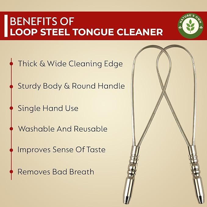 Nature's Own Tongue Scraper for Adults with Eco Friendly Travel Case 100% Stainless Steel, Reduce Bad Breath, Tongue Scrubber, Easy to Use, Tongue Cleaner for Oral Care & Hygiene