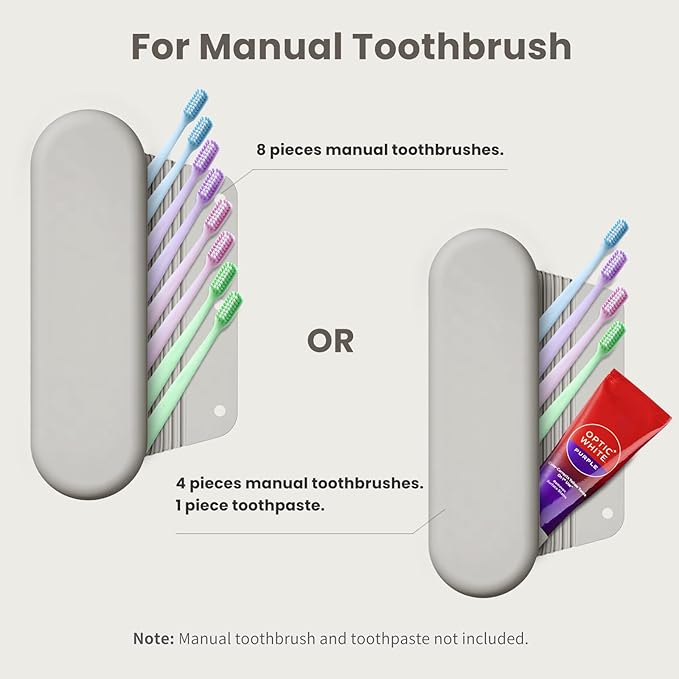 Silicone Electric Toothbrush Travel Cover, Toothbrush Travel Containers Bag Case for Men and Women,Keeps Toothbrush Fresh and Clean, Fits Most Manual and Electric Toothbrushes - Stone