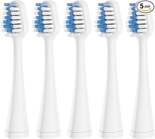 Harobey Replacements Toothbrush Heads for Waterpik Complete Care 5.0/9.0 (WP-861/CC-01), STRB-5WW, Pack of 5, White