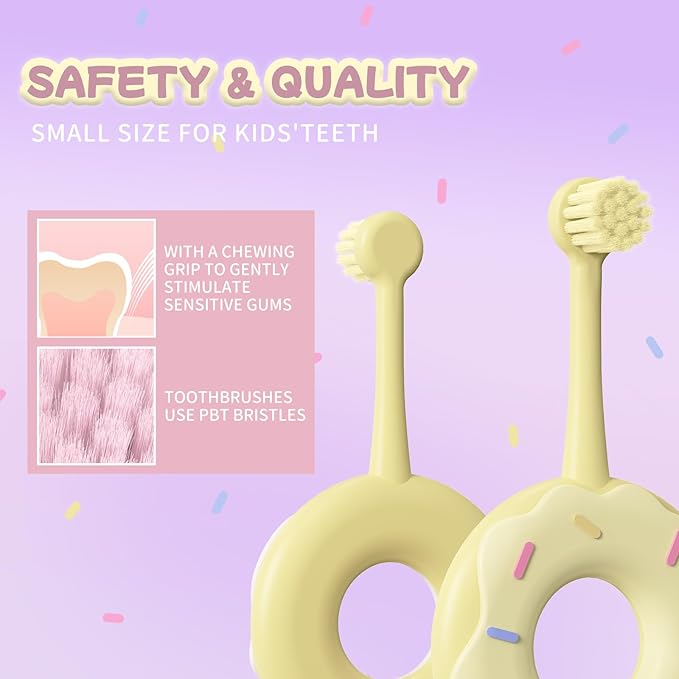 Infant Teething Ring Toothbrush for 0-3 Years, Safe and Soft, Infant Oral Care Teether with Bristles, Gentle on Baby Teeth and Gums, Dentist Recommended (3-Pack)