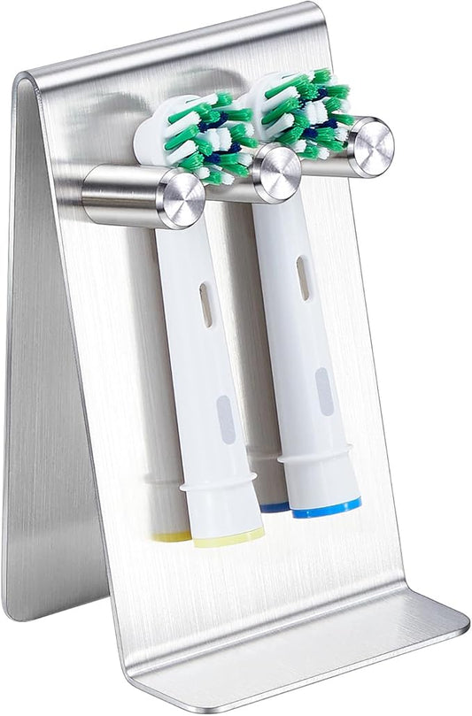 Electric Toothbrush Head Holder Adhesive or Tabletop, Tooth Brush Holder for Bathroom, Electric Toothbrush Holders Wall Mounted, Tooth Brushing Holder, Brush Head Holder (Silver, Small)