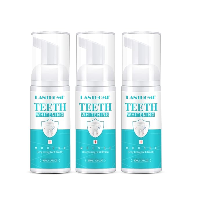 LANTHOME White Foam Teeth Whitening Products (3PCS) Easy to Use Teeth Whitener Foam for White Teeth-Tooth Whitening Mousse