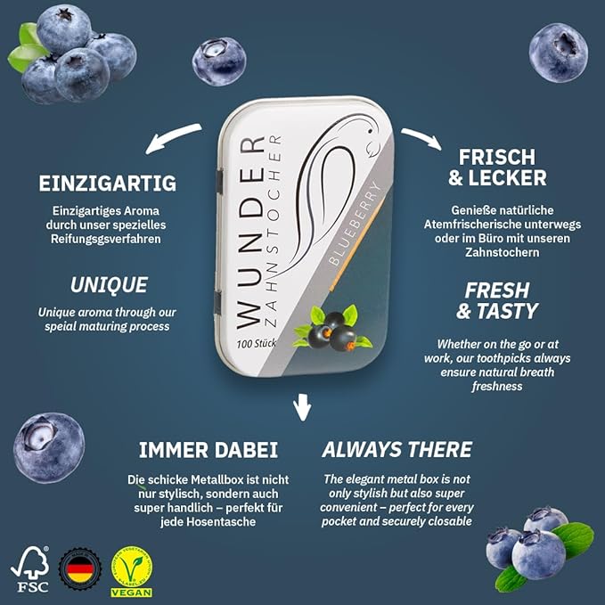 Wonder Toothpick - Flavored toothpicks - Stop Nail Biting - Fresh Breath with Flavoured toothpicks - Teeth Cleaning to go - Sugar-Free, Vegan