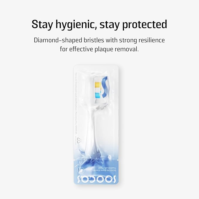 Soocas Multiclean Classic Clean Electric Toothbrush Replacement Heads, Compatible with Both NEOS II and NEOS II Ultra, 2 Brush Heads, Pearl White