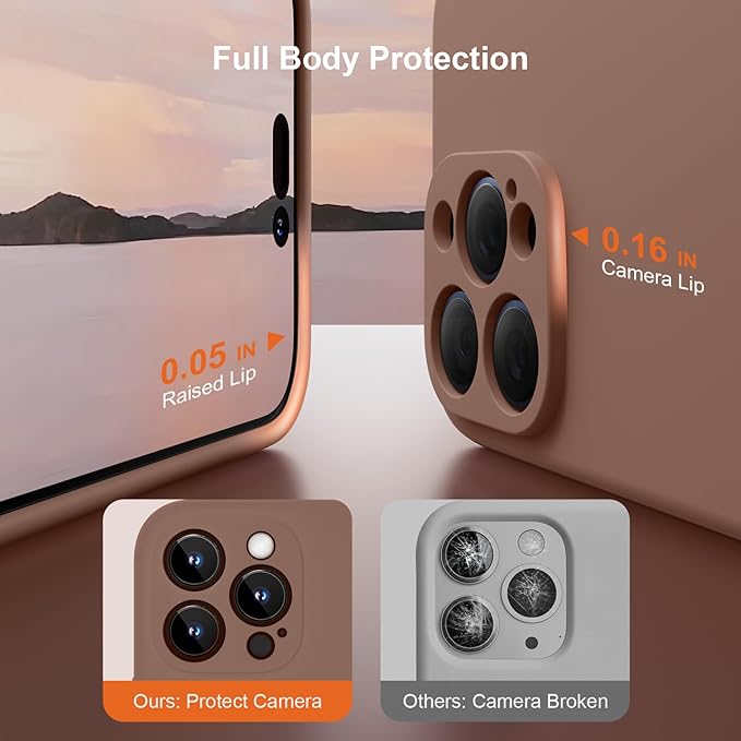 Magnetic for iPhone 15 Pro Case, Compatible with MagSafe, with 9H Nano Screen Protectors, Full Camera Protection, Silicone Shockproof Microfiber Lining Phone Case 6.1", Light Brown