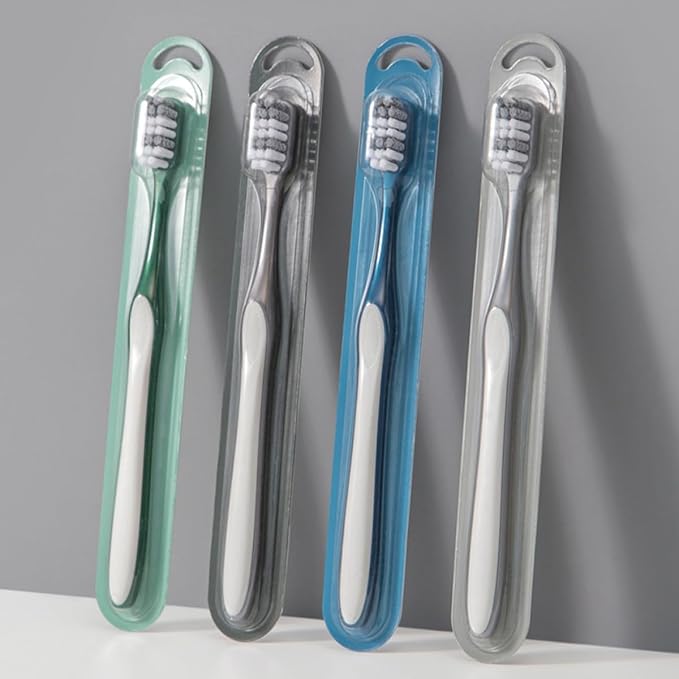 Men’S Manual Toothbrush Set 8Pcs (2 Packs of 4) with Hard Bristles, Large Head Plastic Teeth Cleaning Toothbrushes for Travel and Daily Use