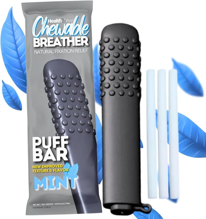 Health Chews Chewable Breather Mint – Natural Aromatherapy Puff Bar Quit Vaping Aid, Nicotine-Free Solution Oral Fixation Relief – Essential Oil Infused Craving Relief & Anxiety Support Tool