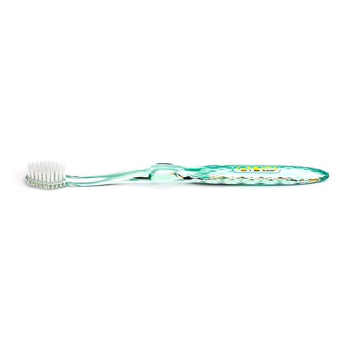 Nano-b Manual Toothbrush for Adults with Sensitive Gums, Silver Soft/Medium Bristles, Travel Case, Green