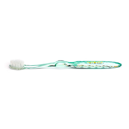 Nano-b Manual Toothbrush for Adults with Sensitive Gums, Silver Soft/Medium Bristles, Travel Case, Green