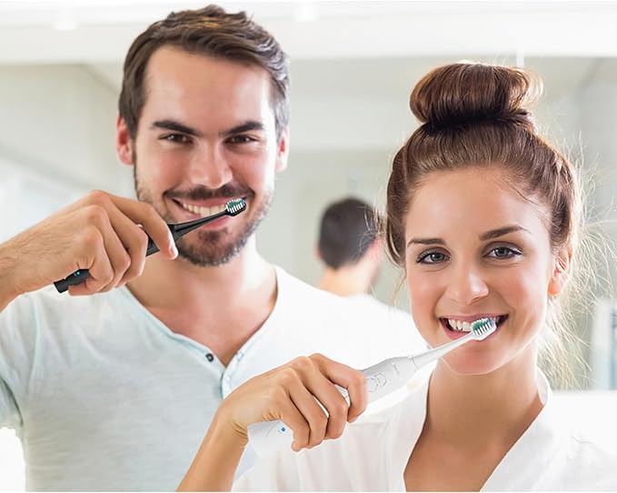 Harobey Replacement Toothbrush Heads for AquaSonic Duo Series and Home Dental Center Electric Toothbruh, NOT Compatible with Duo Series Pro, 5 White + 5 Black