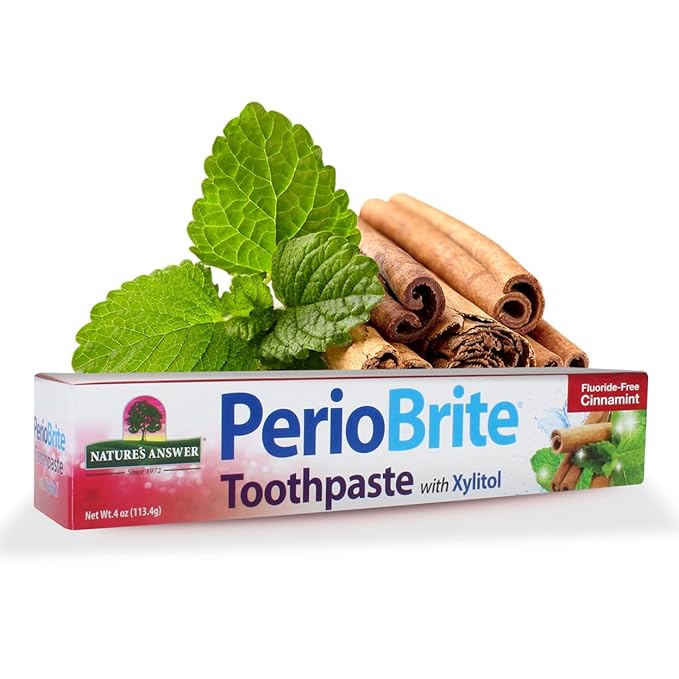 Nature's Answer Periobrite Toothpaste, Cinamint, 4 Ounce, (2 Pack) | Teeth Whitening | Fresh Breath | Stain Removal