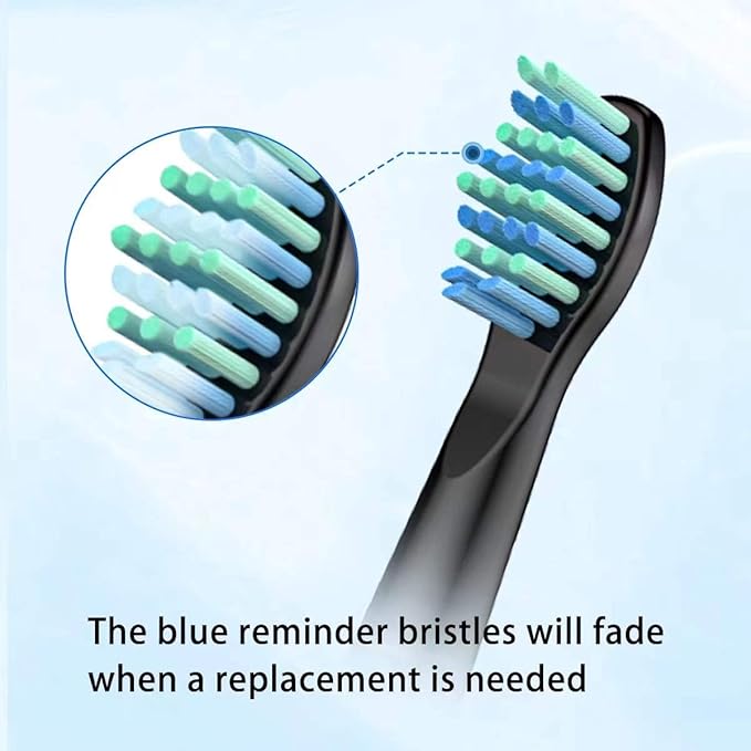 Replacement Toothbrush Heads Compatible with TEETHEORY Sonic and Fairywill Toothbrush - Electric Brush Heads Replacement for FW-507/508/515/551/917/959/D1/D3/D7/D8/2011, 10 Pack, Black