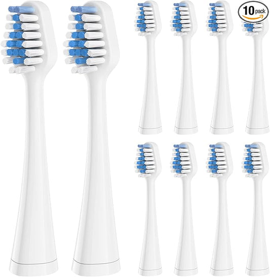 Harobey Replacement Toothbrush Heads for Waterpik Complete Care 5.0/9.0 Tooth Brush, and for AquaSonic Duo Series and Home Dental Center Electric Toothbrush, 10 Count, White
