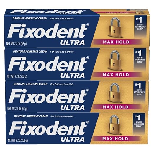 Fixodent Ultra Max Hold Secure Denture Adhesive Cream for Full and Partial Denture Wearers, 2.2oz | (Pack of 24)
