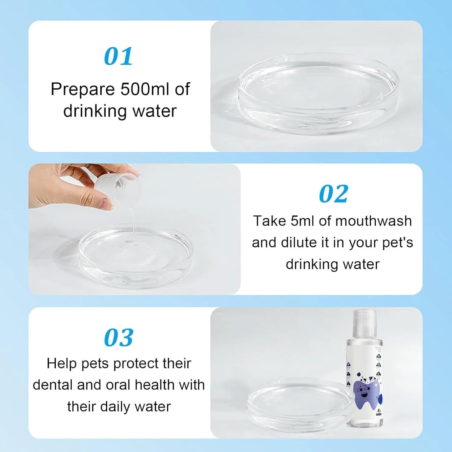 Dental Water Additive, Specialized Dental Care Formula，Natural Flavorless Teeth Cleaning Mouthwash, Freshens Dog Breath & Promotes Healthy Gums, Easy Daily Use for All Pet (200ML)