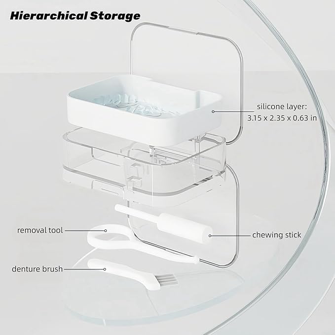 Retainer and Aligner Case - Double Layer with Double Sided Opening Lid, Mouthguard & Night Guard Storage Cleaning Case, with Removal Tool, Brush and Chewer (Brown)